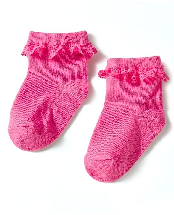 Cute Walk by Babyhug Knit Ankle Length Socks with 3D Lace Detailing Pack of 3 - Multicolor