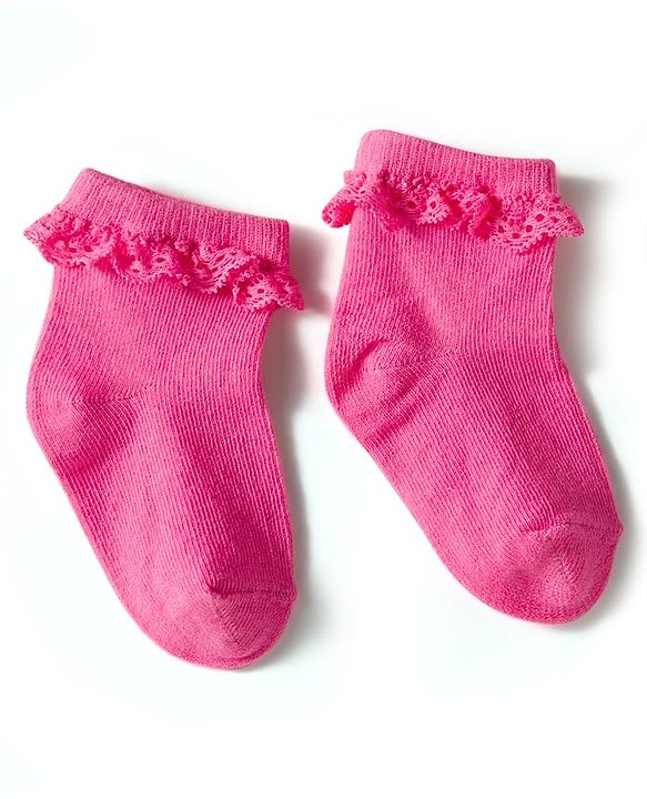 Cute Walk by Babyhug Knit Ankle Length Socks with 3D Lace Detailing Pack of 3 - Multicolor