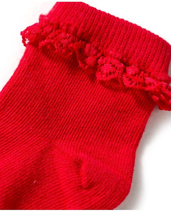 Cute Walk by Babyhug Knit Ankle Length Socks with 3D Lace Detailing Pack of 3 - Multicolor