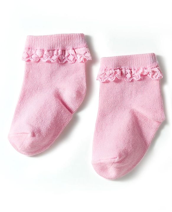 Cute Walk by Babyhug Knit Ankle Length Socks with 3D Lace Detailing Pack of 3 - Multicolor