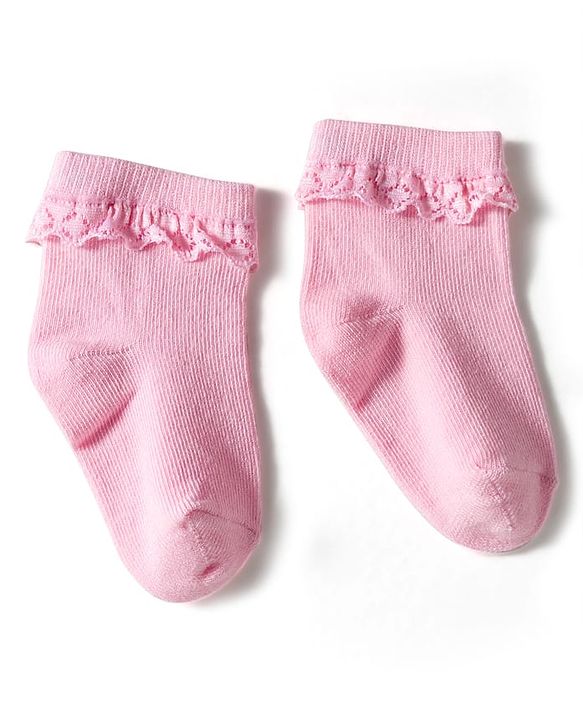 Cute Walk by Babyhug Knit Ankle Length Socks with 3D Lace Detailing Pack of 3 - Multicolor