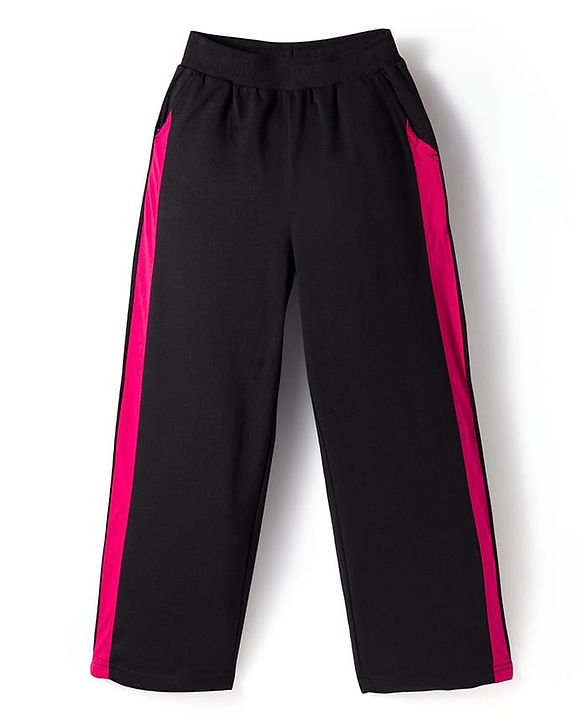 Pine Kids Looper Knit Full Sleeves Winter Wear Hooded Sweatshirt & Lounge Pant Set with Heart Print - Black & Dark Pink