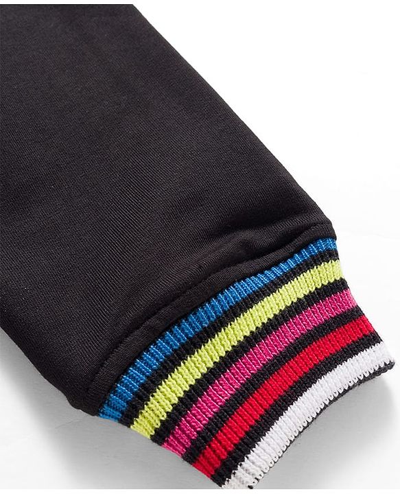 Pine Kids Looper Knit Full Sleeves Winter Wear Hooded Sweatshirt & Lounge Pant Set with Heart Print - Black & Dark Pink