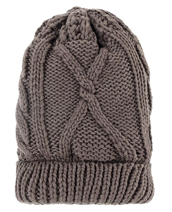 Pine Kids Knit Woollen Cap With Cable Knit Design Tan - Diameter 10.5 cm