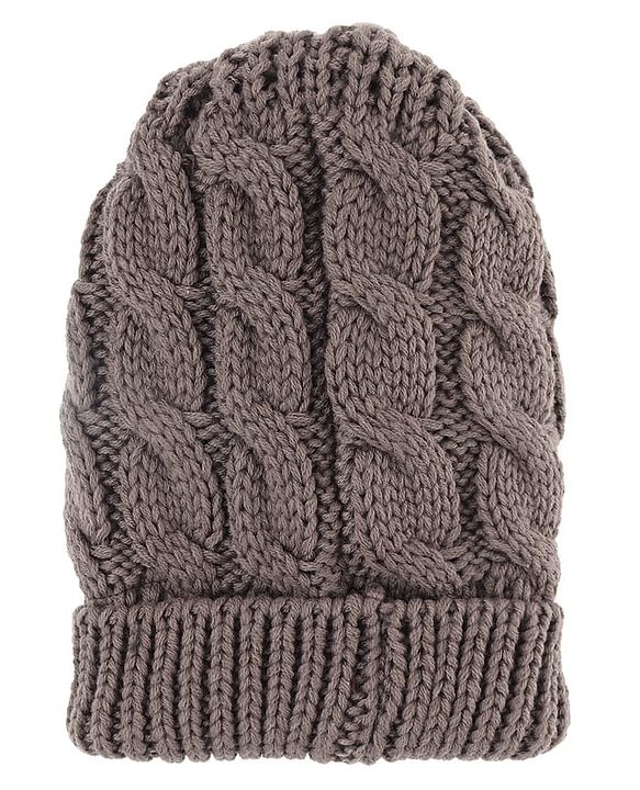 Pine Kids Knit Woollen Cap With Cable Knit Design Tan - Diameter 10.5 cm