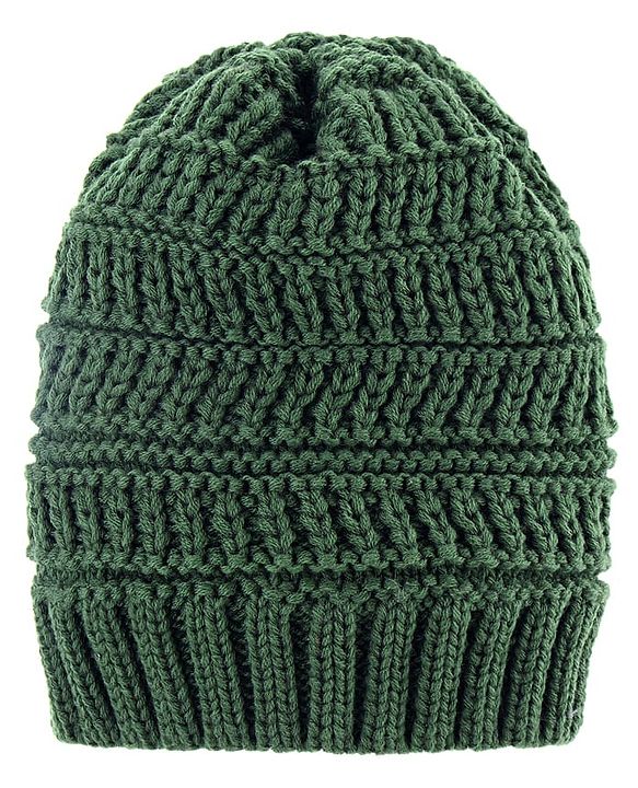 Pine Kids Knit Self Designed Woollen Cap Olive Green - Diameter 10.5 cm