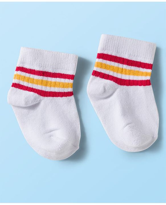 Cute Walk by Babyhug Knit Ankle Length Anti Bacterial Socks with Stripes Pack of 3 - Green White & Blue