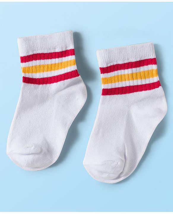 Cute Walk by Babyhug Knit Ankle Length Anti Bacterial Socks with Stripes Pack of 3 - Green White & Blue