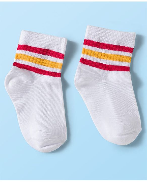 Cute Walk by Babyhug Knit Ankle Length Anti Bacterial Socks with Stripes Pack of 3 - Green White & Blue