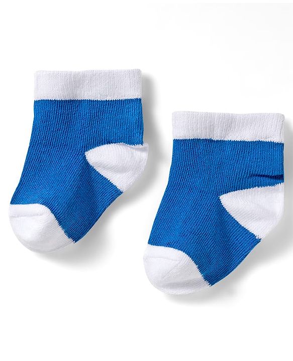 Cute Walk by Babyhug Knit Ankle Length Anti Bacterial Socks with Fun & Stripe Design Pack of 3 -Yellow  Blue & White