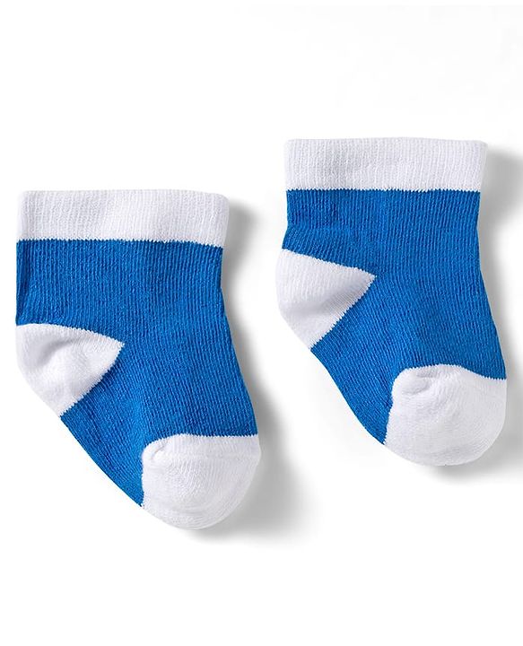 Cute Walk by Babyhug Knit Ankle Length Anti Bacterial Socks with Fun & Stripe Design Pack of 3 -Yellow  Blue & White