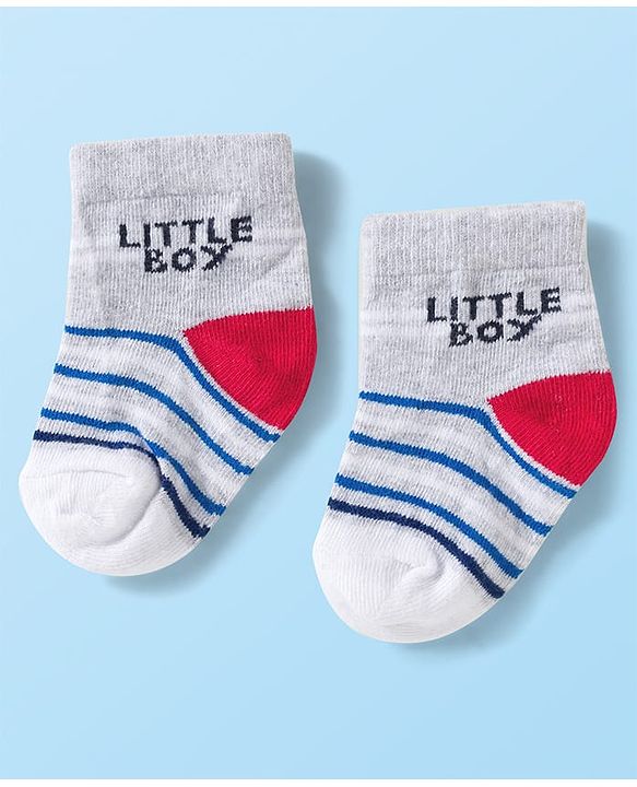 Cute Walk by Babyhug Knit Ankle Length Anti Bacterial Socks with Stripes & Car Design Pack of 3 - Multicolor