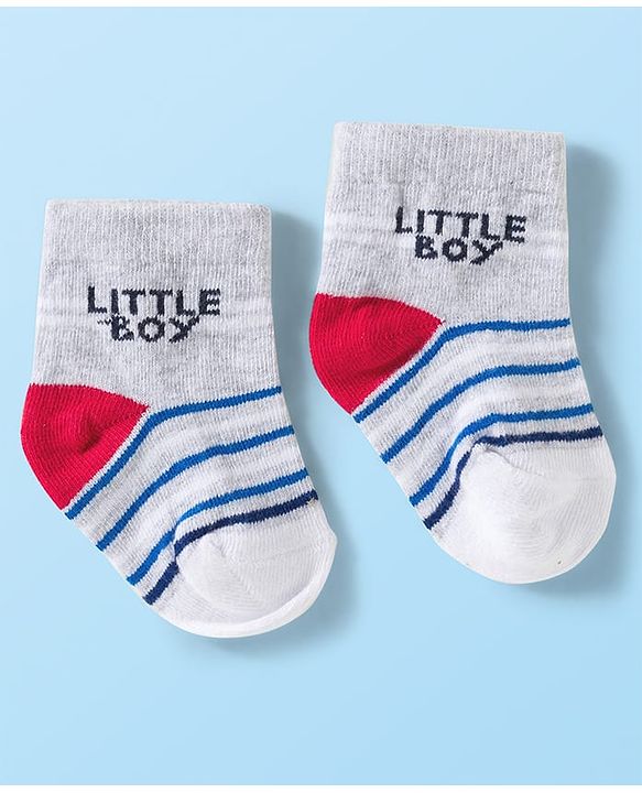Cute Walk by Babyhug Knit Ankle Length Anti Bacterial Socks with Stripes & Car Design Pack of 3 - Multicolor