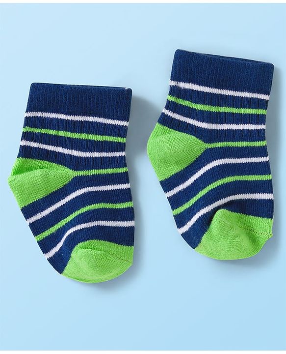 Cute Walk by Babyhug Knit Ankle Length Anti Bacterial Socks with Stripes & Vehicle Design Pack of 3 - Multicolor
