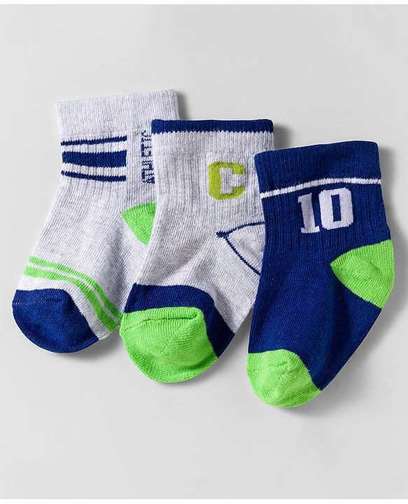 Cute Walk by Babyhug Knit Anti Bacterial Ankle Length Designed Socks  Pack of 3 - Multicolor
