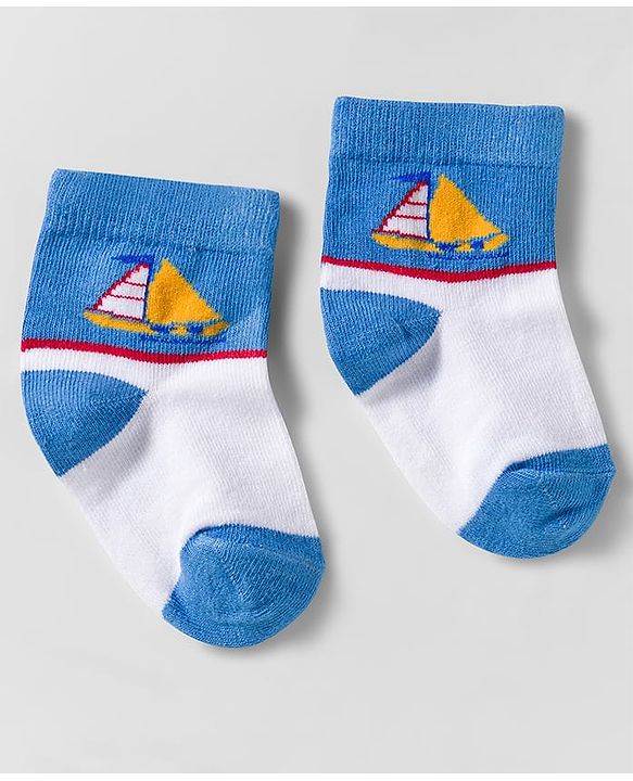 Cute Walk by Babyhug Knit Anti Bacterial Ankle Length Socks With Boat Design Pack of 3 - Multicolor