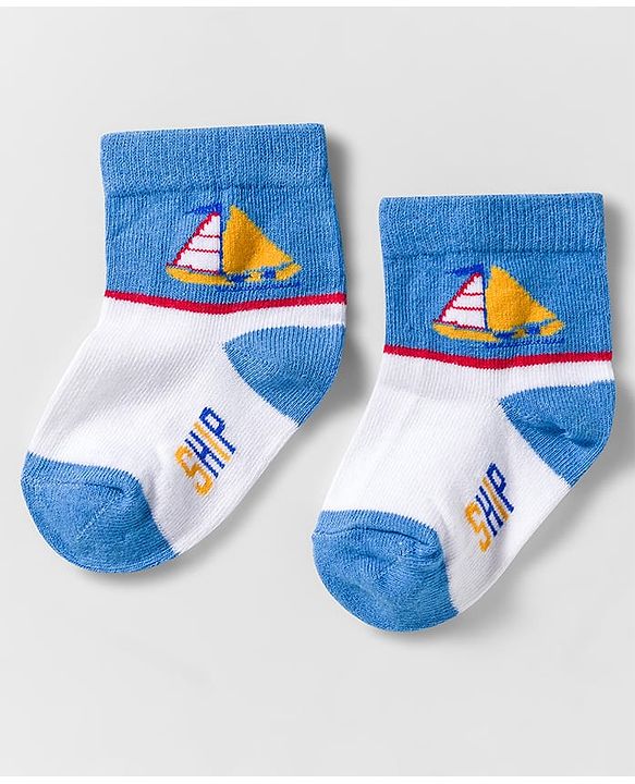 Cute Walk by Babyhug Knit Anti Bacterial Ankle Length Socks With Boat Design Pack of 3 - Multicolor
