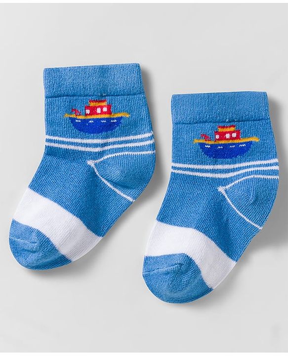 Cute Walk by Babyhug Knit Anti Bacterial Ankle Length Socks With Boat Design Pack of 3 - Multicolor