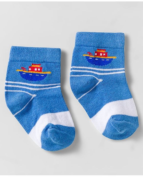 Cute Walk by Babyhug Knit Anti Bacterial Ankle Length Socks With Boat Design Pack of 3 - Multicolor