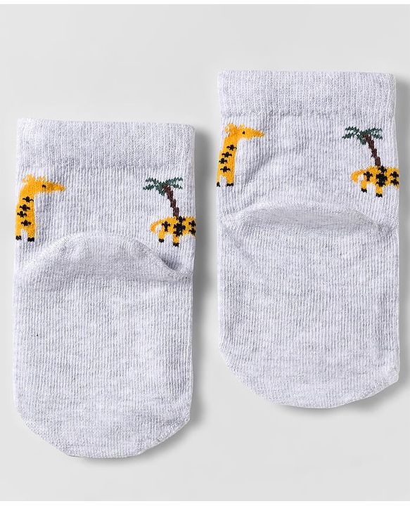 Cute Walk by Babyhug Knit Anti Bacterial Ankle Length Socks With Animal Design Pack of 3 - Multicolor