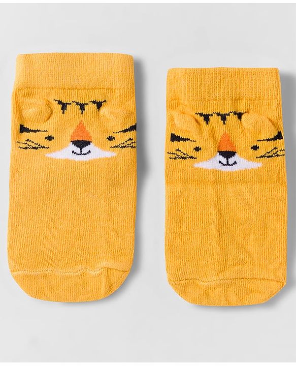 Cute Walk by Babyhug Knit Anti Bacterial Ankle Length Socks With Animal Design Pack of 3 - Multicolor