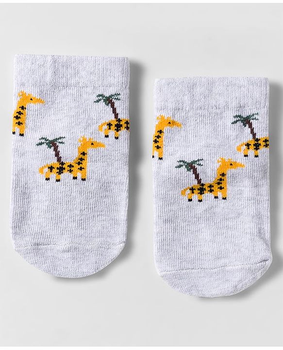 Cute Walk by Babyhug Knit Anti Bacterial Ankle Length Socks With Animal Design Pack of 3 - Multicolor