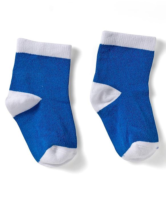 Cute Walk by Babyhug Knit Ankle Length Anti Bacterial Socks with Dino & Stripes Design Pack of 3 - White & Blue