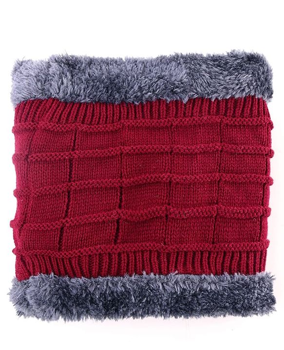 Pine Kids Knit Woollen Cap & Muffler Set Maroon - Diameter 14 cm
