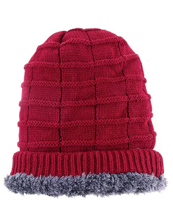 Pine Kids Knit Woollen Cap & Muffler Set Maroon - Diameter 14 cm