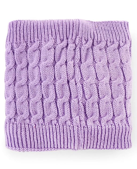 Pine Kids Knitted Solid Woollen Cap & Muffler Lilac - Diameter 18 cm