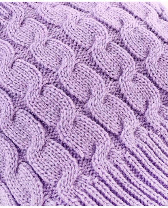 Pine Kids Knitted Solid Woollen Cap & Muffler Lilac - Diameter 18 cm