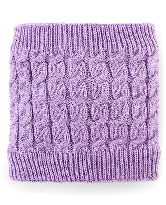Pine Kids Knitted Solid Woollen Cap & Muffler Lilac - Diameter 18 cm