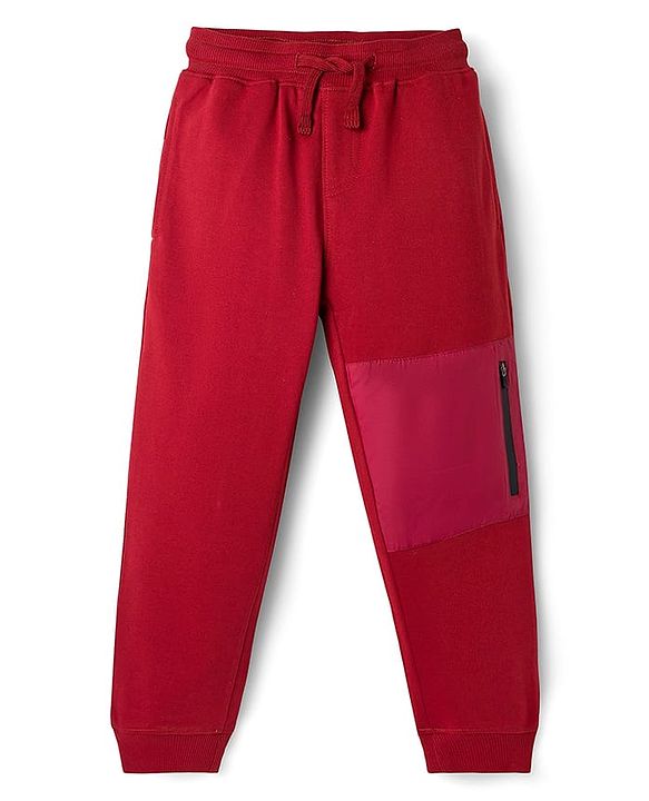 Pine Kids Looper Knit Winter Wear Solid Color T-Shirt & Joggers Set With Kangaroo Pocket - Maroon