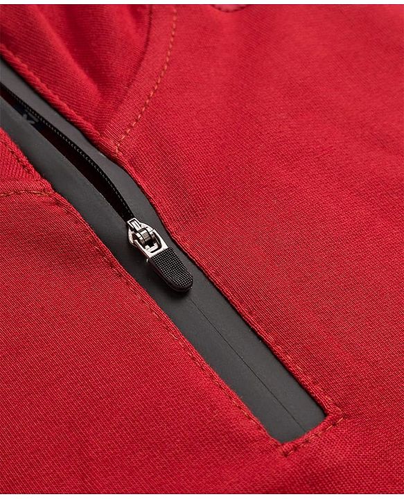 Pine Kids Looper Knit Winter Wear Solid Color T-Shirt & Joggers Set With Kangaroo Pocket - Maroon
