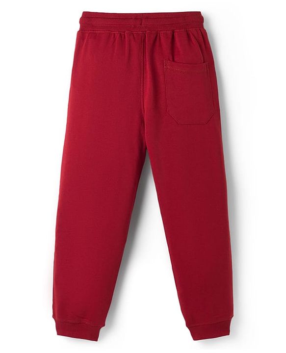 Pine Kids Looper Knit Winter Wear Solid Color T-Shirt & Joggers Set With Kangaroo Pocket - Maroon