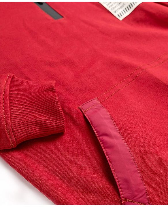 Pine Kids Looper Knit Winter Wear Solid Color T-Shirt & Joggers Set With Kangaroo Pocket - Maroon