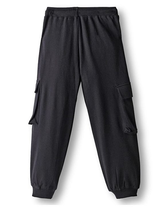 Pine Kids Single Jersey Knit Half Drop Shoulder Sleeves Top & Pant Set with Great Things Await Print - Black