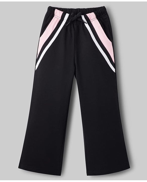 Pine Kids Single Jersey Knit Full Sleeves Top & Palazzo Set with Stockholm Text Print - Pink & Black