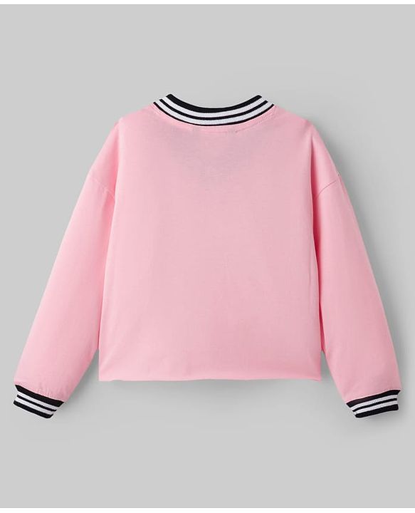 Pine Kids Single Jersey Knit Full Sleeves Top & Palazzo Set with Stockholm Text Print - Pink & Black