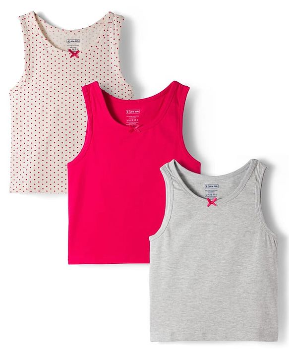 Pine Kids Knit Sleeveless Vests With Polka Dots Print Pack Of 3 (Colour May Vary)