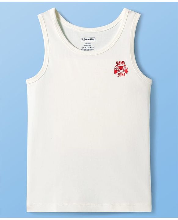 Pine Kids Cotton Knit Sleeveless Vests With Stripes & Gamer Text Print Pack Of 3 (Colour May Vary)