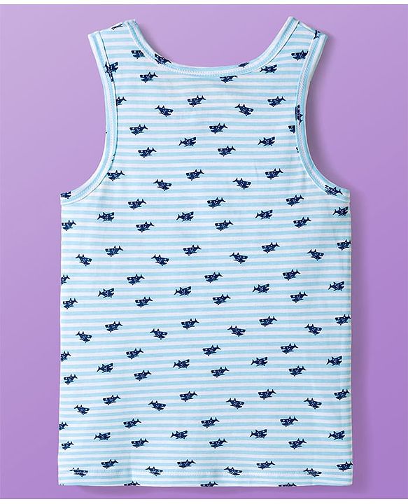Pine Kids Cotton Knit Sleeveless Vests With Stripes & Sea Life Print Pack Of 3 (Colour May Vary)
