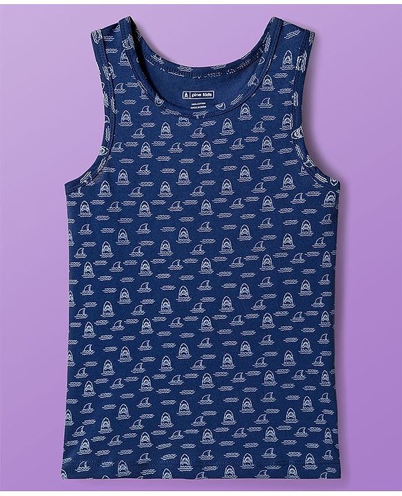 Pine Kids Cotton Knit Sleeveless Vests With Stripes & Sea Life Print Pack Of 3 (Colour May Vary)