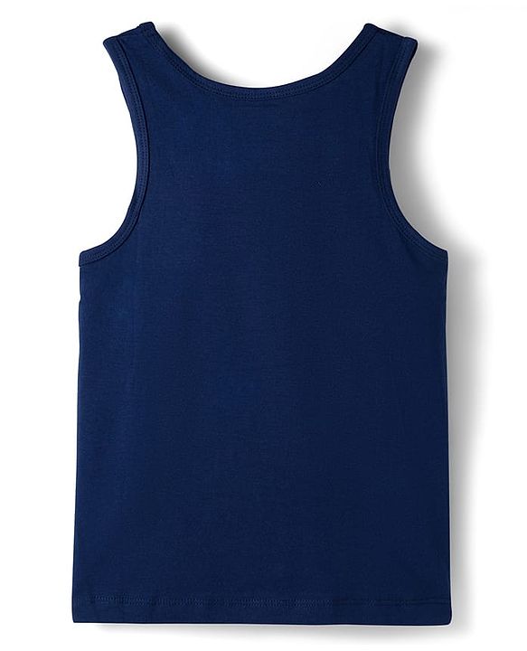 Pine Kids Cotton Knit Sleeveless Solid Assorted Vests Pack of 3 - Aqua Blue Red & Navy Blue