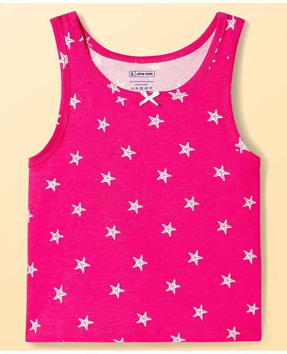 Pine Kids Cotton Knit Sleeveless Vests With Star Print Pack Of 3 (Colour May Vary)