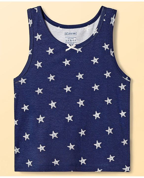 Pine Kids Cotton Knit Sleeveless Vests With Star Print Pack Of 3 (Colour May Vary)