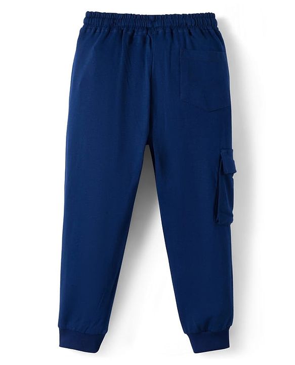 Pine Kids Single Jersey Knit Half Sleeves T-Shirt & Lounge Pant With Text Print - Red & Navy Blue