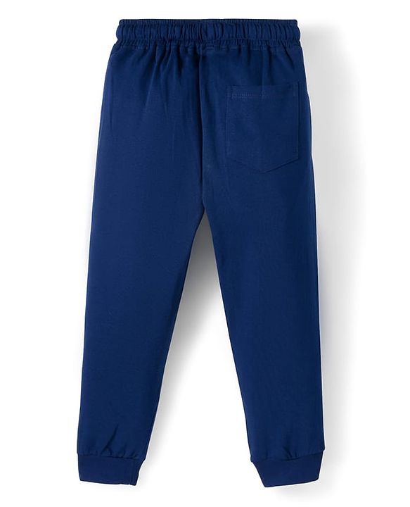Pine Kids Single Jersey Knit Half Sleeves T-Shirt & Lounge Pant Set With Text Print - Lime Green & Navy Blue