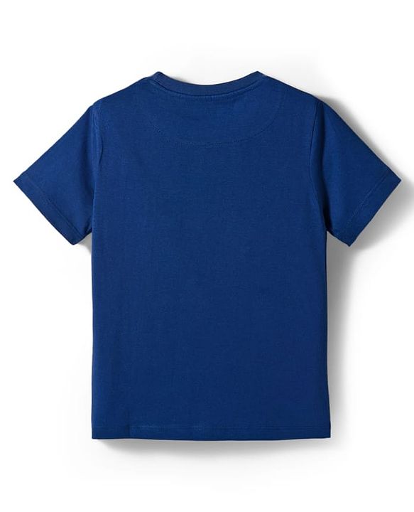 Pine Kids Single Jersey Knit Half Sleeves T-Shirt and Joggers Set with Happiness Text Print - Navy Blue