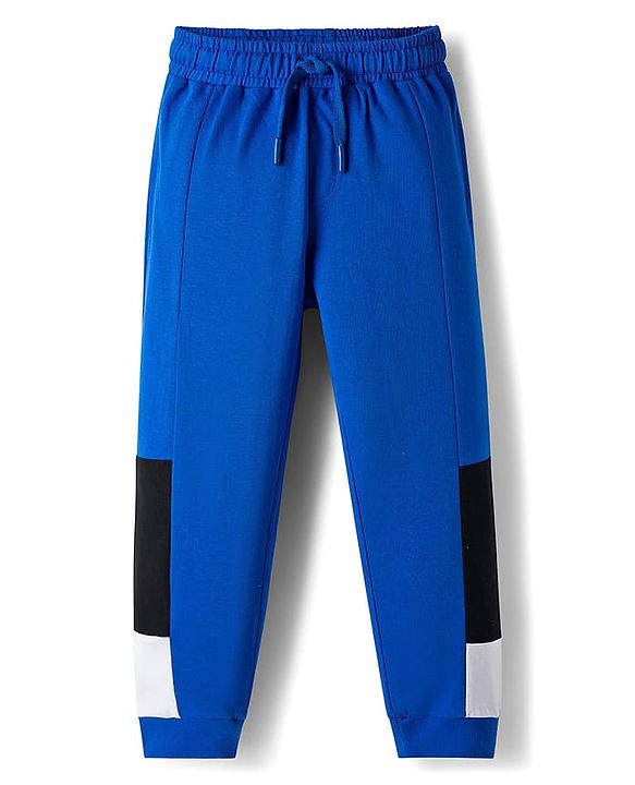 Pine Kids Single Jersey Knit Half Sleeves Cut & Sew T-Shirt & Lounge Pant Set with Text Print - Royal Blue